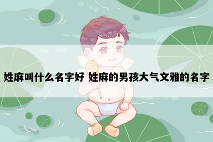 姓麻叫什么名字好 姓麻的男孩大气文雅的名字